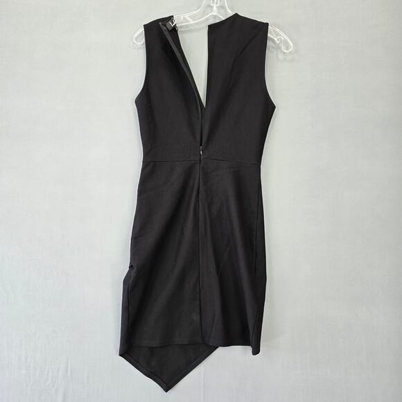 Lulus Black Dress Sleeveless Asymmetrical Sheath V-Neck Women Size L Bodycon Zip - Picture 2 of 10